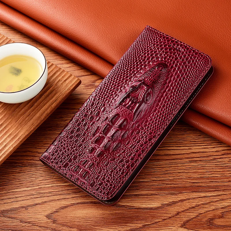 Crocodile Genuine Leather Magnetic Flip Phone Case For Motorola Moto edge S Plus 20 30 X30 X40 Pro Lite Ultra S30 Wallet Cover
