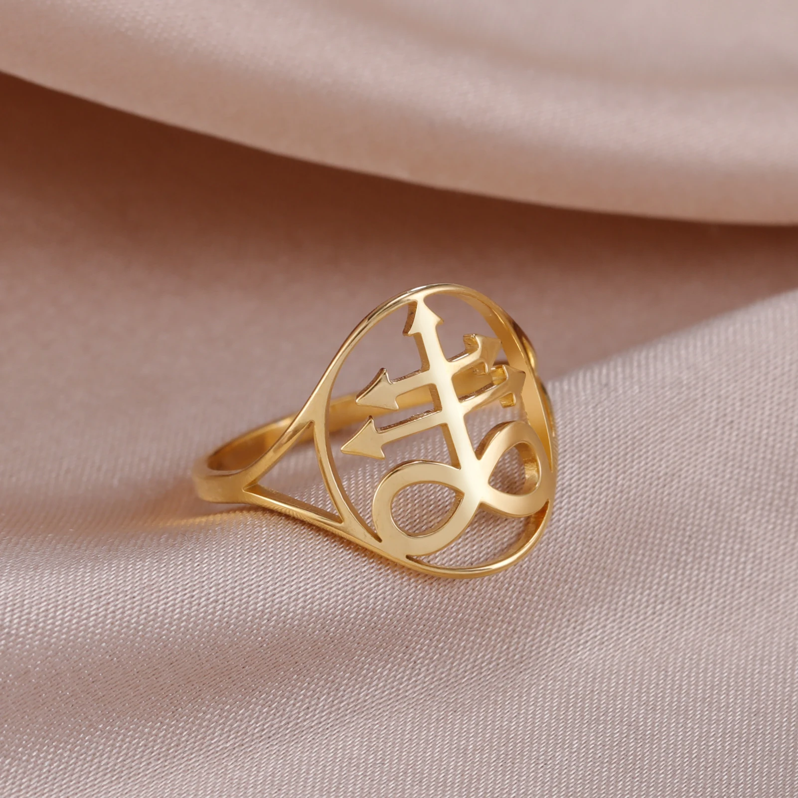 Vendite calde Skyrim Sigillo Lucifero Rig Acciaio inossidabile Figer Rigs Sigillo di Sata Sataico Leviata Croce Amuleto Gioielli per le donne_voghion.com