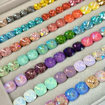10pcs 8mm Cushion Cut Shape Crystal Glitter Glass Rhinestones Different Colors Nail Charms Stones 3D DIY Accessories 1