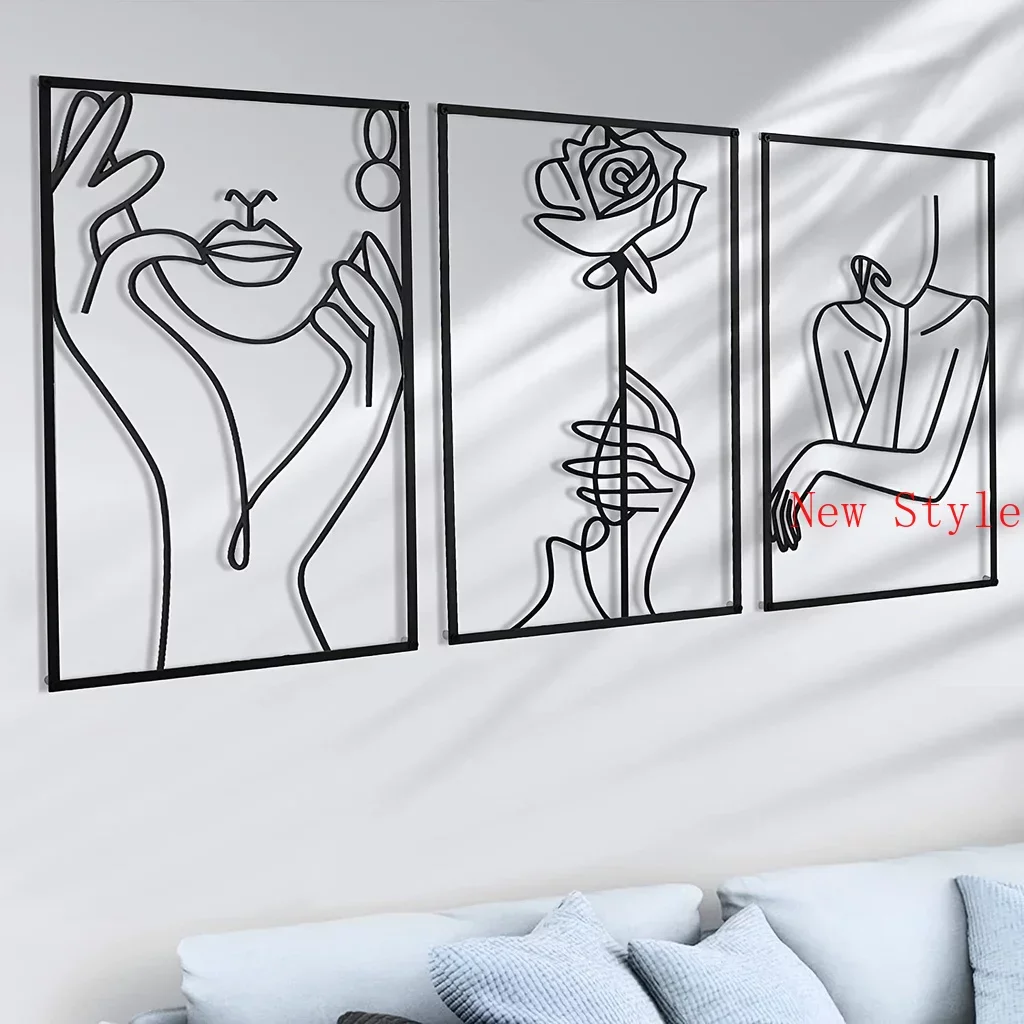 

Modern Metal Line Art Home Decor Simple Silhouette Female Body Abstract Line Home Livingroom Decor Metal Wall Hanging Decoration