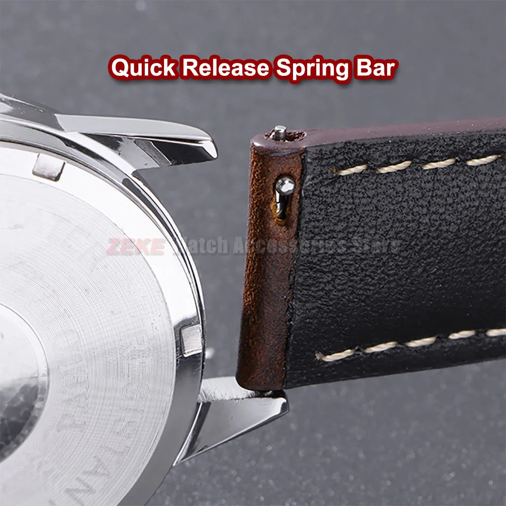 18mm 19mm 20mm 21mm 22mm Universelle Vintage Uhrenarmbänder aus Ölwachsleder, braun, aus der obersten Lederhaut, Herren-Accessoires mit Dornschließe – Detail 5