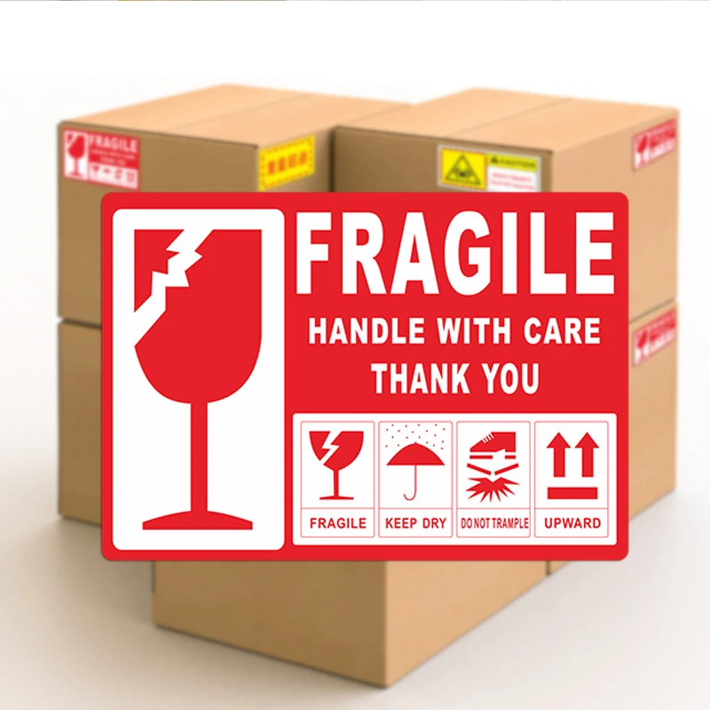 Fragile Warning Label Stickers Logistics Accessories Hazard Goods Handle With Care Warning Labels Express Label Adhesive fragile stickers,decorative labels stickers,safety stickers,self adhesive stickers,adhesive stickers