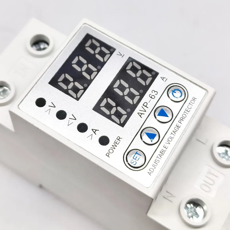 230V 40A 63A Adjustable Over Voltage Under Voltage Reclosing Protector Relay Limit Over Current Protection Dual Digital Display voltage protector relay voltage protector over voltage protector voltage relay