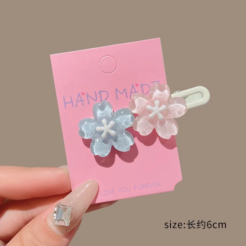 4/6Pcs Anime Card Captor Sakura Cute Pink Creamy Flower Bb Hairpin Side Hair Clip Girl Headwear Sweet Hairpins Ornament Gift
