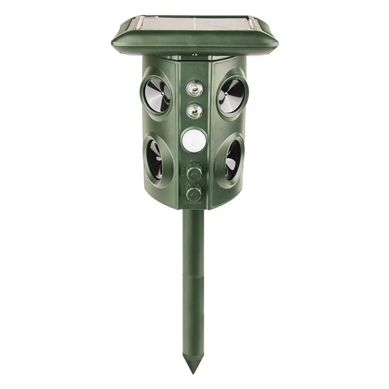 Solar Energy Dog Repeller Long Range Portable Ultrasonic Bark Control Outdoor for Bird Snake Mouse Animals