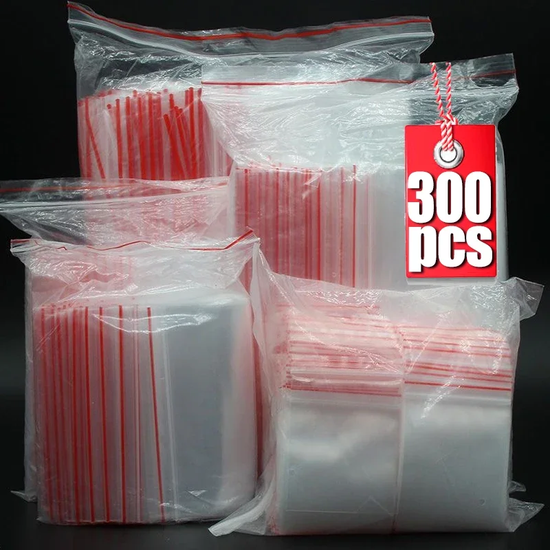 100-300 Bolsas autosellantes gruesas con cremallera, plástico