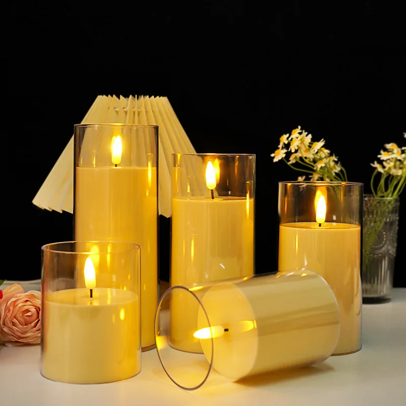 LED عديمة اللهب الشموع الكهربائية مصباح الاكريليك...