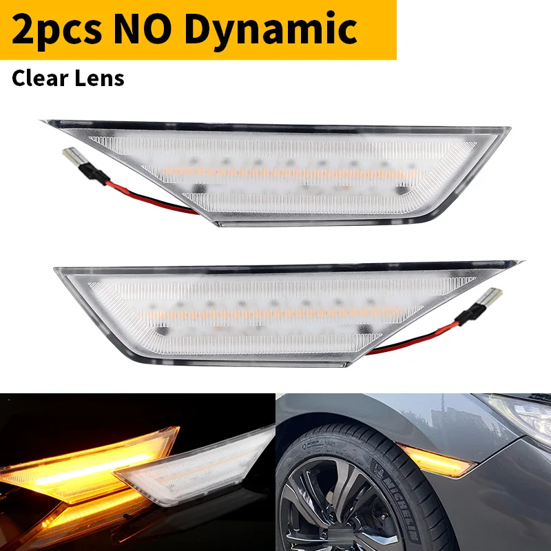 ตัวเลือกสินค้า ไฟสัญญาณ LED รมควัน Clear Side Marker สำหรับ Honda Civic 2016+