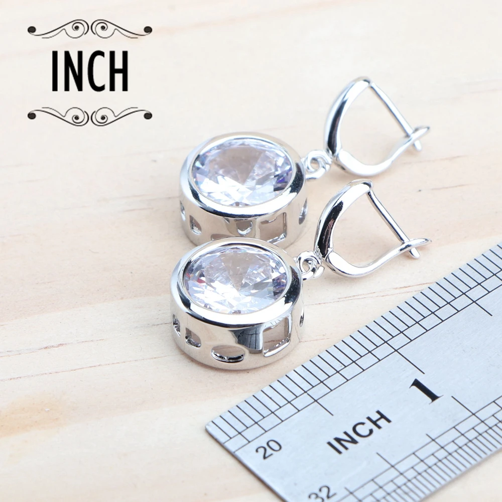 White Zircon Jewelry Sets 925 Sterling Silver Wedding Jewelry Ladies Rings Bracelets For Women Set Earrings Necklace Pendant 5