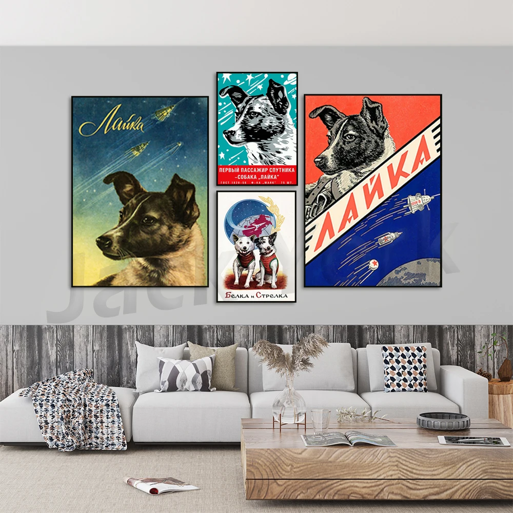 Laika, Eerste Ruimte Hond [Replica]-Sovjet Vintage Ruimte Poster, image size:1000x1000