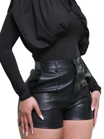Women's faux leather leggings, high waisted shorts, shorts with pockets 601 - Image 4