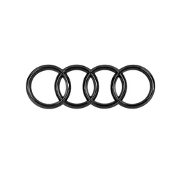 Audi Alloy Steering Wheel Emblem Replacement Sticker - Premium Car Interior Decal - 6X2cm (Glossy Black)
