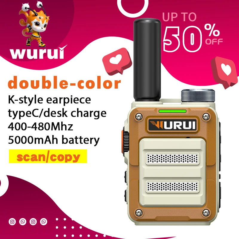 

Wurui G63B walkie talkie uhf radios long range Portable ham Amateur Two-way radio profesional communicator children pmr446 scan