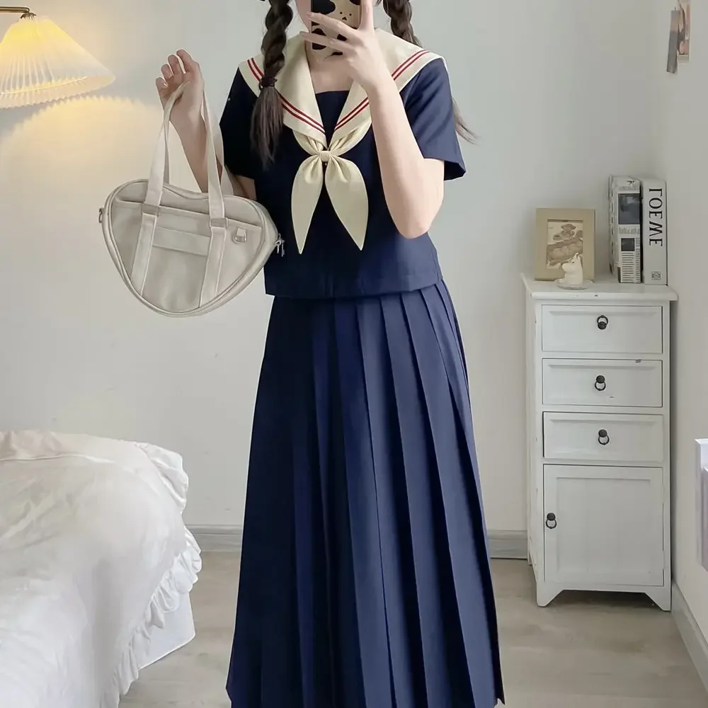 Basic Jk Navy Sailor Suits Japanese School Uniforms for Girls Graduation Clothes Cute Pleated Skirt Anime Cosplay Costumes Women