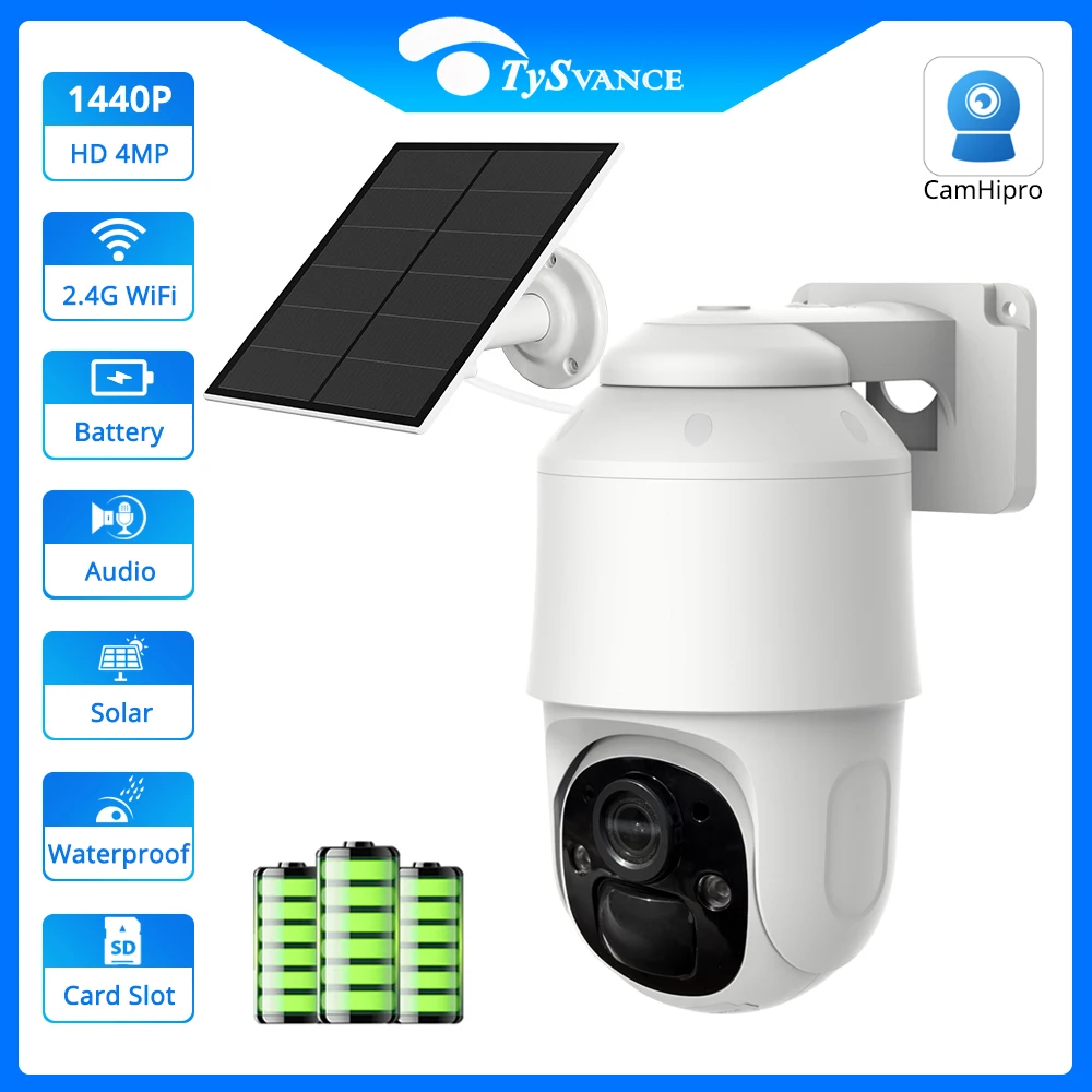 

1080P WiFi Solar Camera Outdoor Night Vision PTZ IP Camera With Solar Panel Recharge Battery 4MP CCTV Video Surveillance Cameras