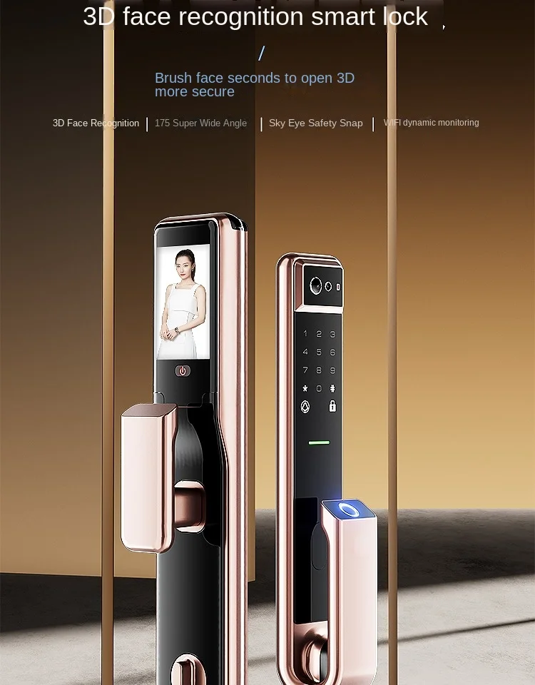 Description Picture 3 of itemFace Recognition Fingerprint Lock Household Security Door Peephole Viewer Electronic Password Smart Lock Q2L