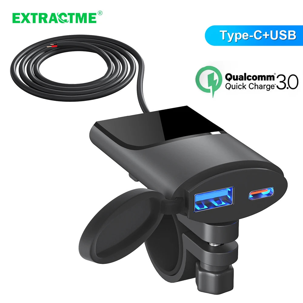 Extractme Cargador USB para motocicleta, 6.8A Quick Charge 3.0