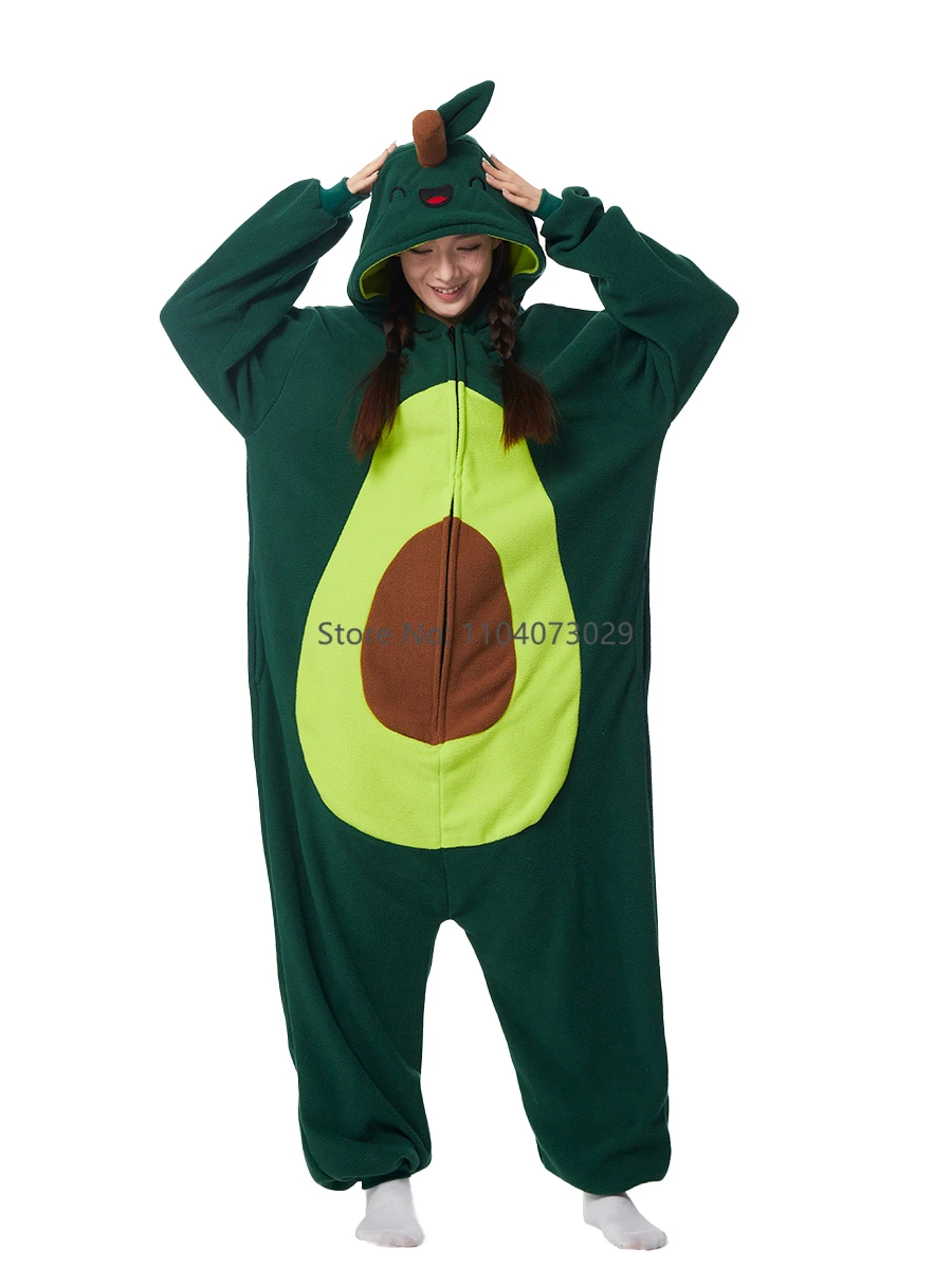 Kigurumi Pajamas Onesies Fruit Halloween for Adult Kids Cartoon Pumpkin Avocado Cosplay Party for Women Men Homewear
