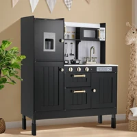 Play Kitchen for Kids, Preschool Kitchen Sets, Cooking Playset w/Realistic Light & Sound, Telephone, Stove, Fridge, Microwave 1