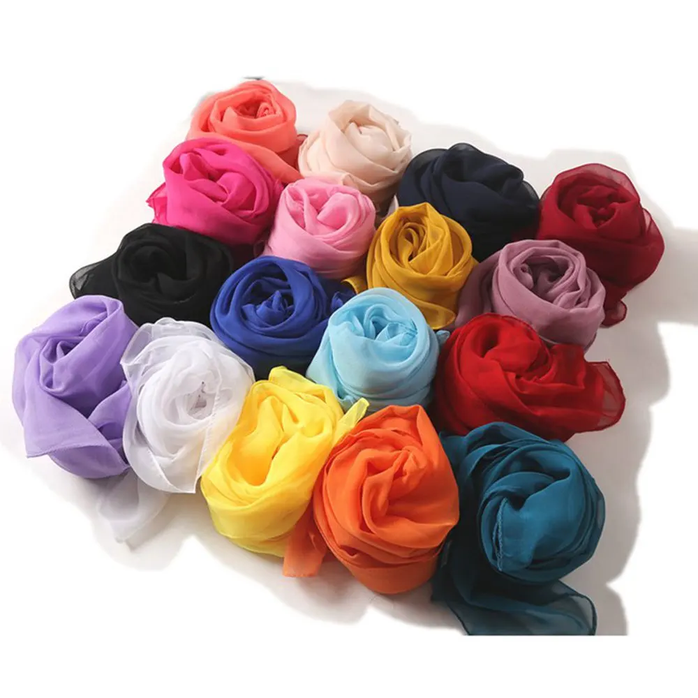 Fashion Four Seasons Women Plain Color Thin Soft Beach Thin Silky Georgette Scarf Shawls Long Wraps Beach Sunscreen Hijab 3