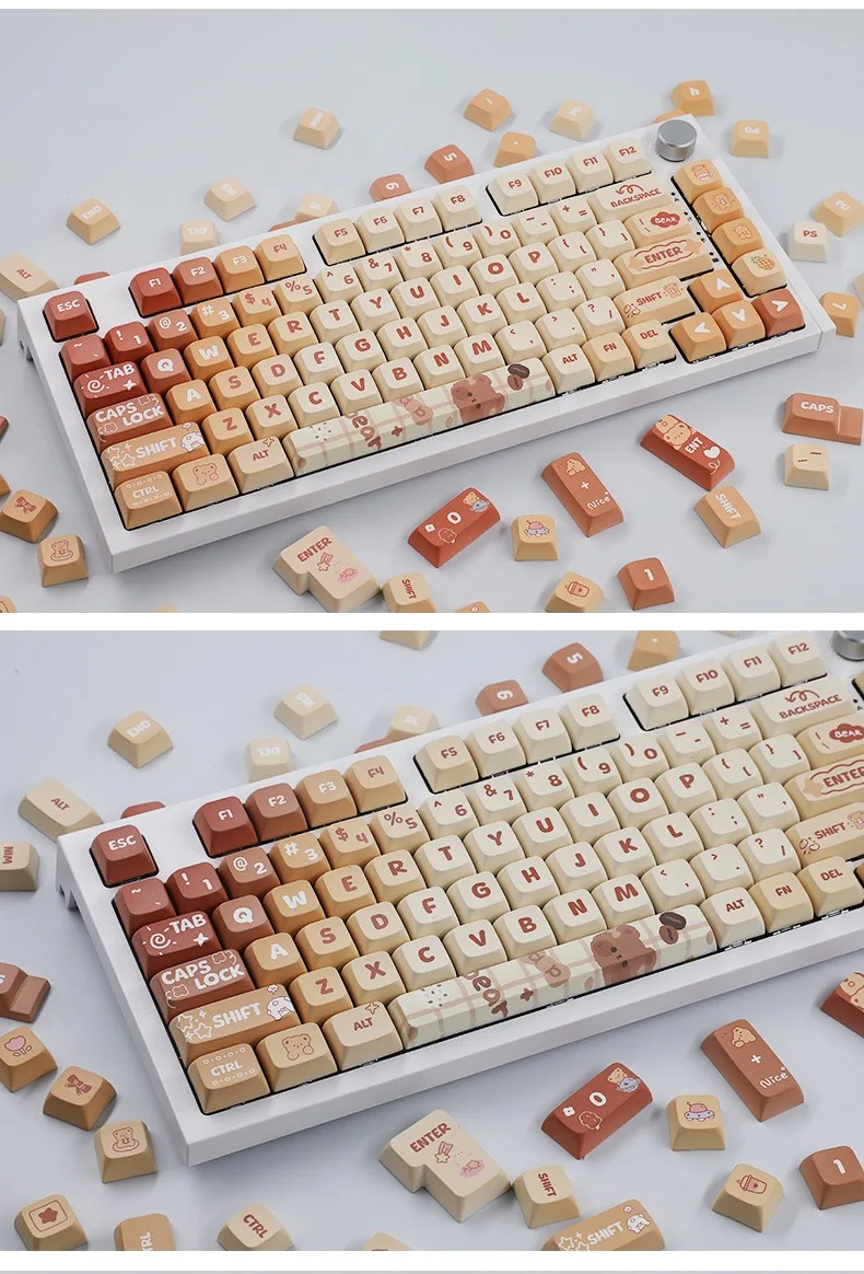 Kawaii Bear Caramel XDA Profile Keycaps (133 Keys)