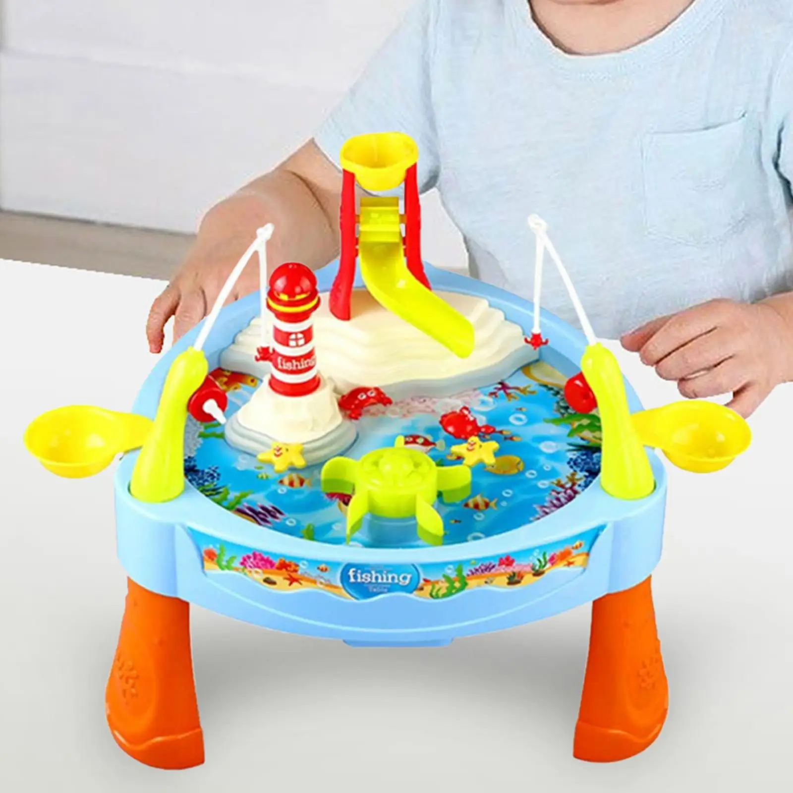 Water Circulating Fishing Game Board Play Set Water Table Toys Kids Fishing Toys for Outside Outdoor Backyard Children Age 1-3 2