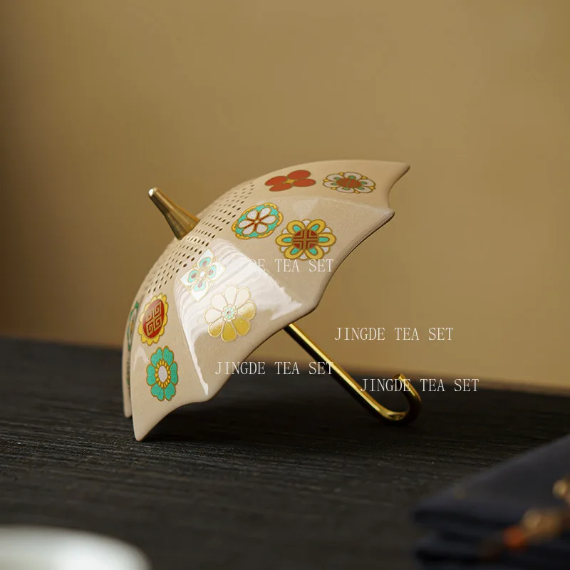 Ceramic Umbrella Tea Filter Set Creative Tea Separation Filter Home Desktop Decoration Ornaments Tea Ceremony Accessories