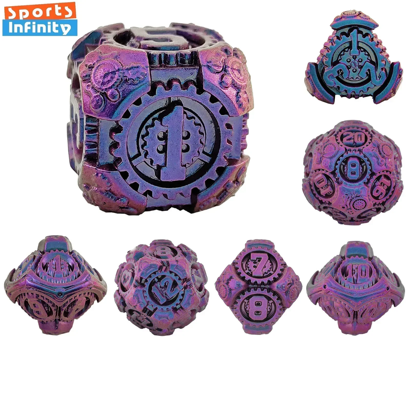 7pcs/set Gear Metal Dnd Dice Set Polyhedral Number Dice Kit for Dnd TRPG Cthulhu COC Running Team D6 Board Game game dice,dice set,acrylic dice