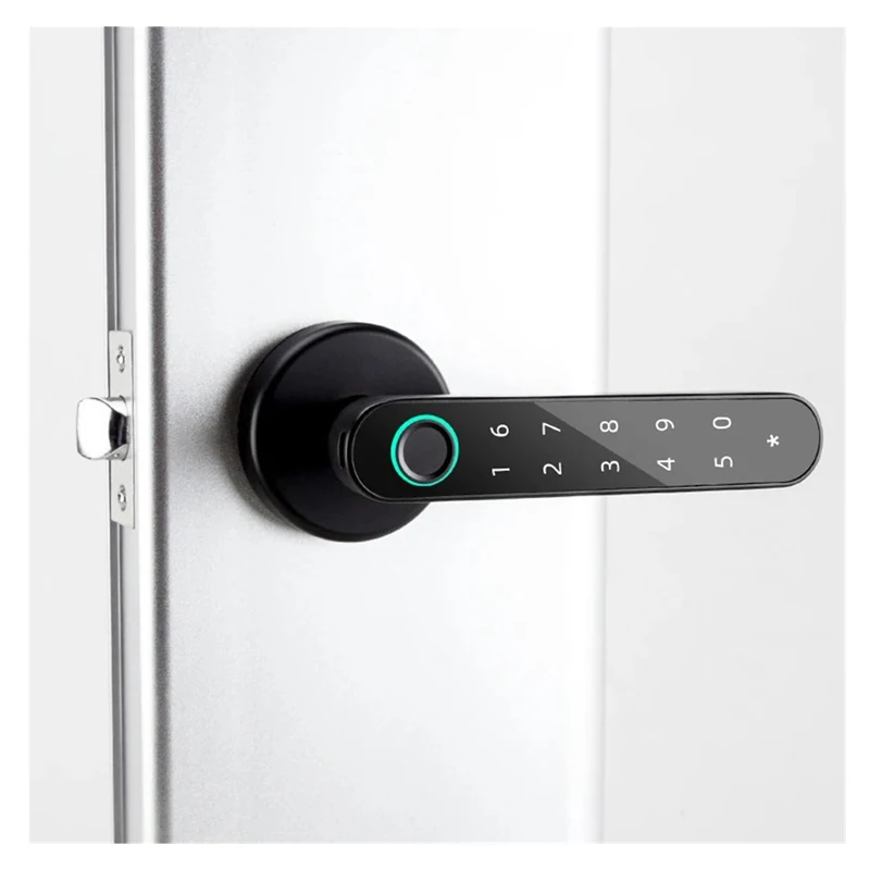 Tuya APP Smart Fingerprint Single Latch Deadbolt Lock For Indoor Wooden Metal Door Mechanical Key Unlocking With Password