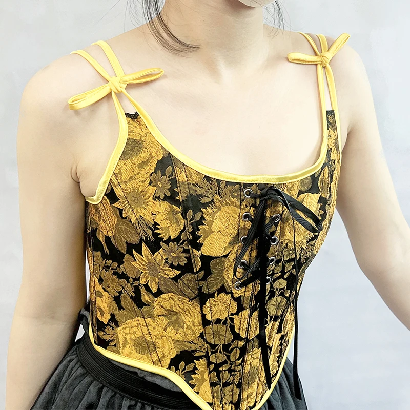

Vest Women's Plant Flower Print Retro French Bow Fishbone Bra Strap Tube Top Inner Short Sexy Fashion Versatile Summer New 1Pc