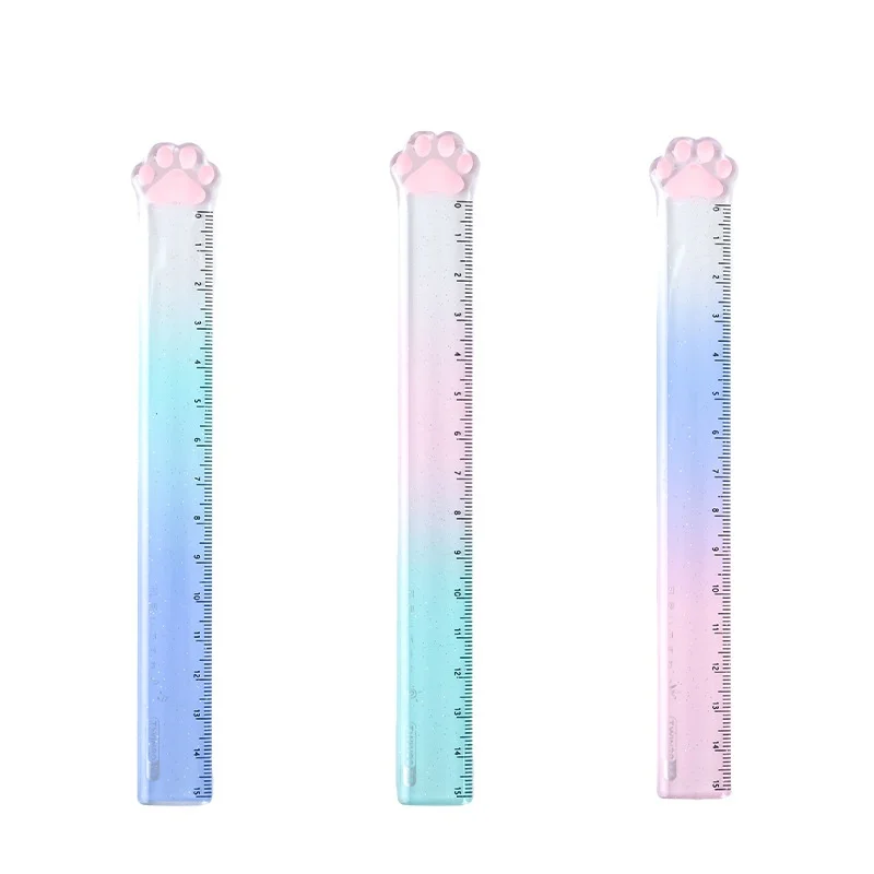 

36 pcs/lot Kawaii Cat paw Ruler Straight Rulers Bookmark Drawing Tool Promotional Stationery Gift School Supply