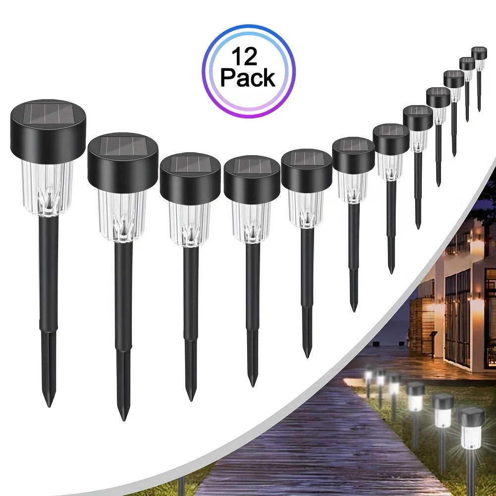 12 pack solární outdoorové světel solární sad lehký LED krajina osvětlení vodotěsný pathway světel dekorace průchod trávník patio ráhno