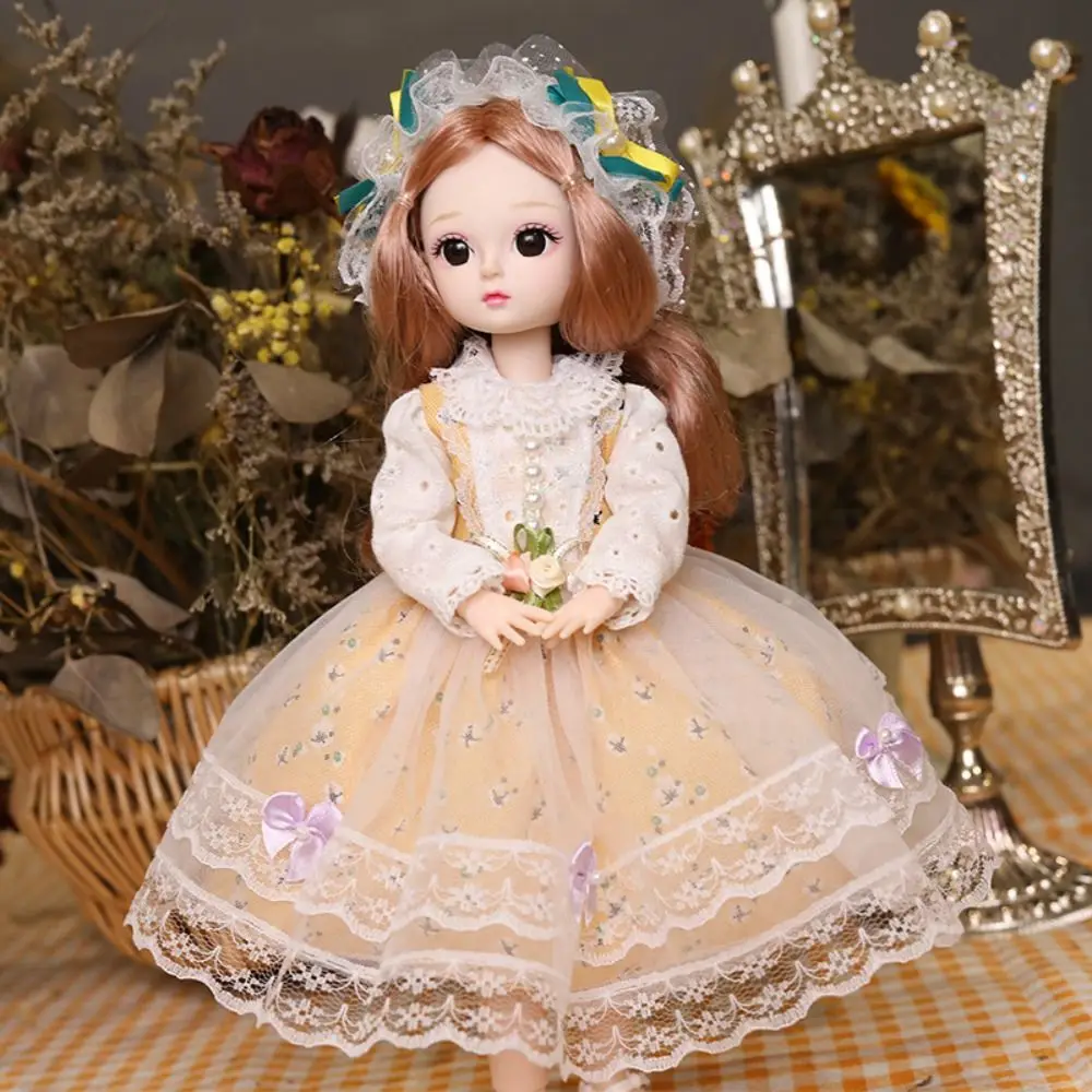Plastic 30CM Movable Joint Doll Cute Princess Toy Safety Girl Dress Up Toys 3D Makeup Doll With Music Children 2