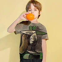 Picasso Abstract Style 2024 Summer 4-14 Years Children Kid Cool Boy Cute Girl Lightweight and Breathable 3D Print T-Shirt Tops 1