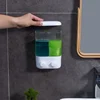 New Bathroom Non-punching Manual Press Soap Dispenser Wall Hanging Traceless Paste Disinfectant Bottle Transparent Divided 5