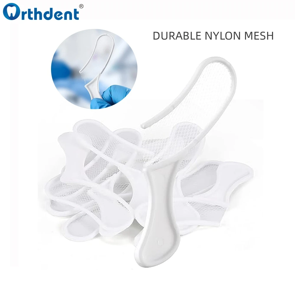 50Pcs Dental Bite Impression Trays Disposable Plastic Registration Tray With Net Teeth Holder Half Arch Large Tray Colorful