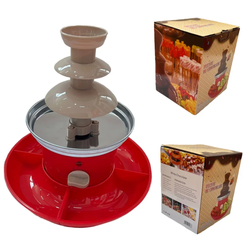 110V/220V home Stainless steel Triple chocolate fountain machine mini melting pot Electric party Fruits fuente de chocolates