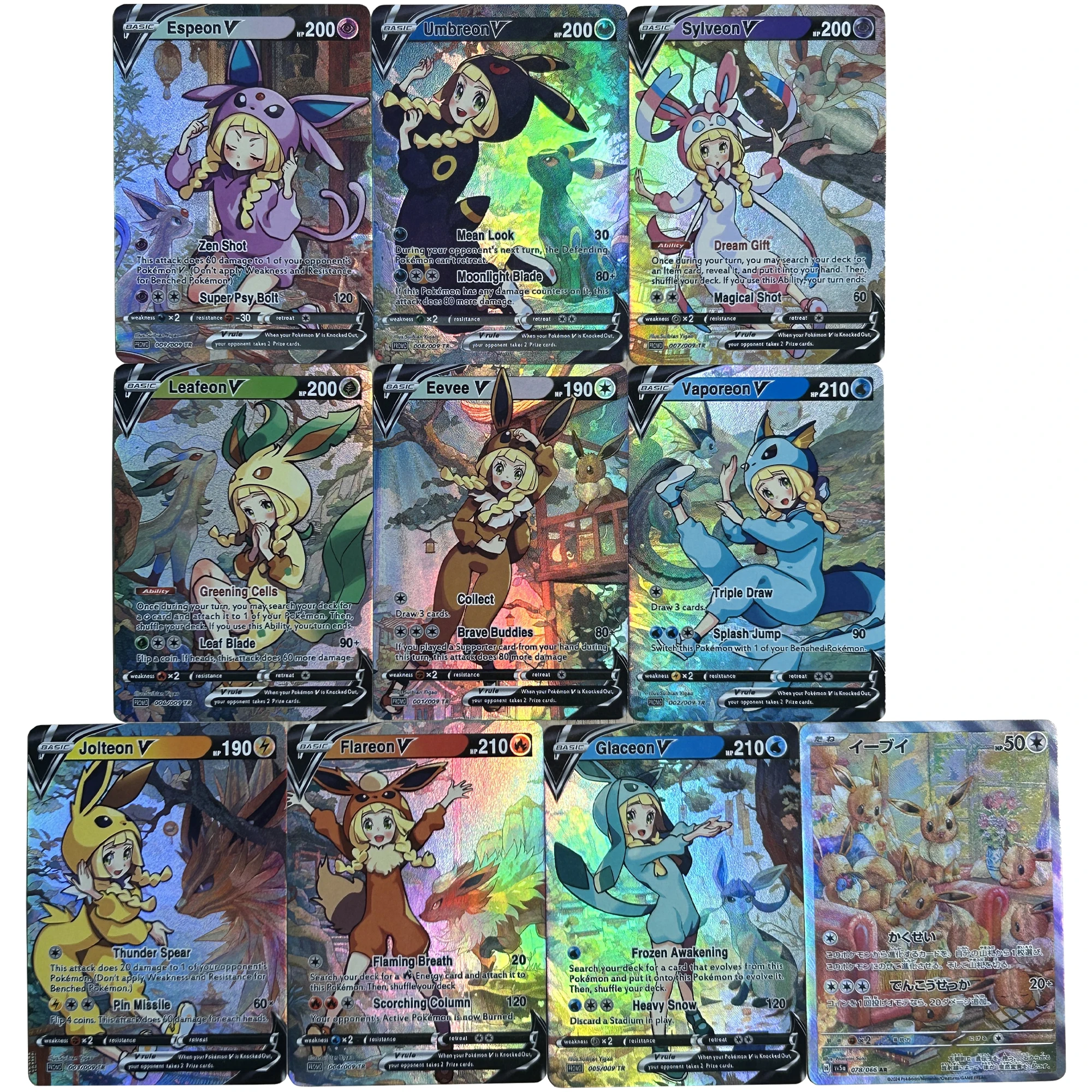 Diy PTCG Lillie Eevee Umbreon Sylveon Texture Flash Card 10Pcs/set Classic Game Anime Collection Cards Gift Toy