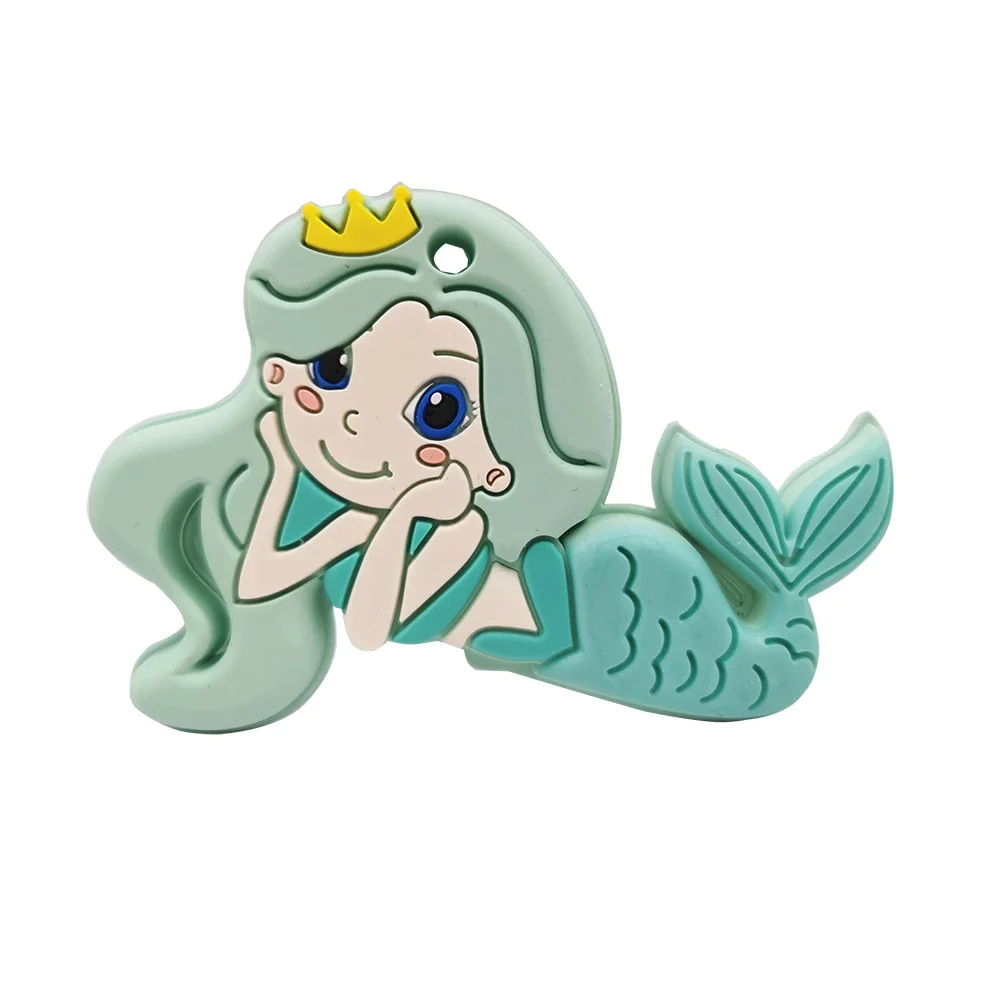 BPA Free Animal Silicone Teethers Mermaid Baby Teething Product Food Grade Tiny Rod Shower Gifts Cartoon New Arrival 2
