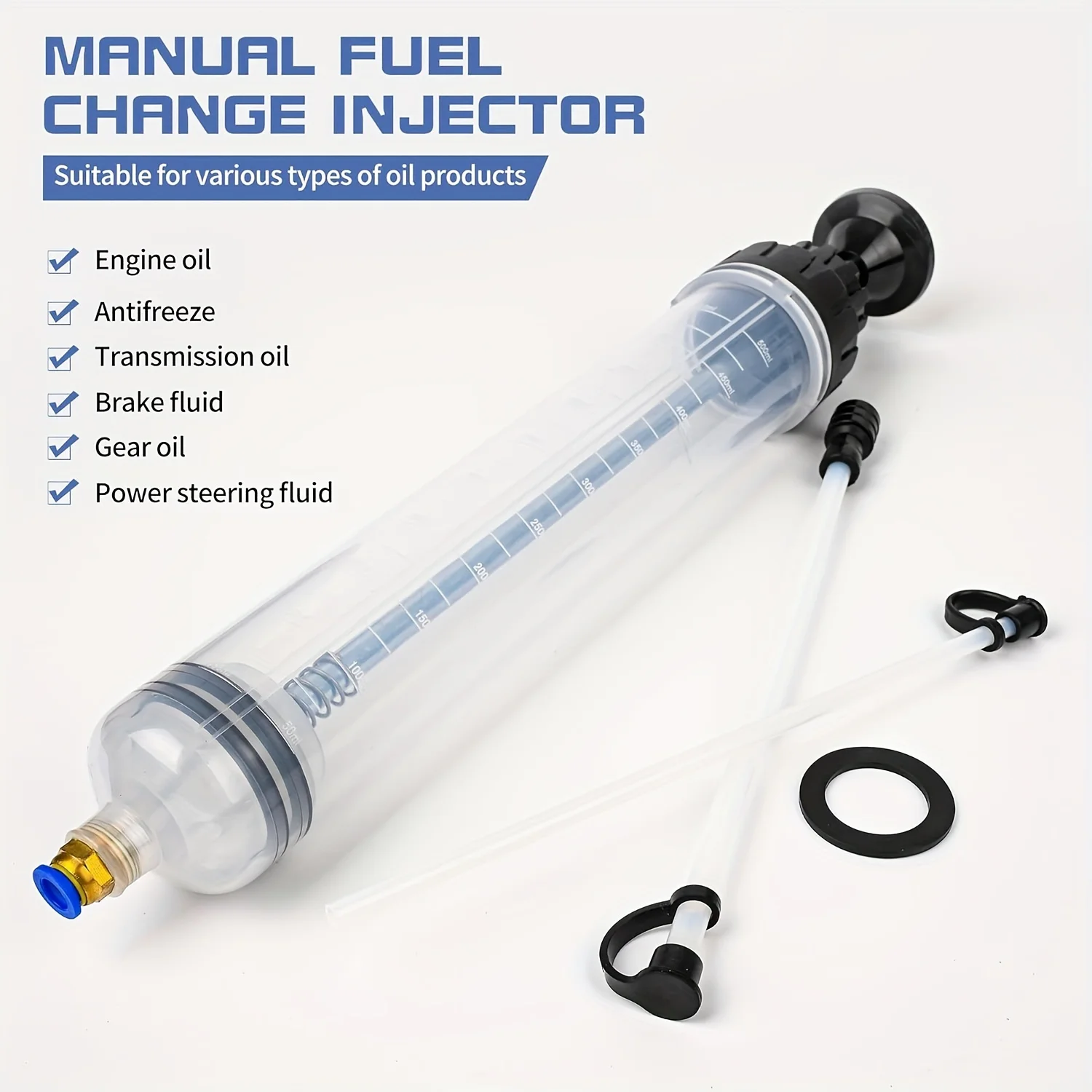 Manual Fluid Extractor Pump with Hose, Fuel Transfer & Fluid Evacuator Hand Pump for Car Maintenance, 17.6 oz (500cc) Capacity
