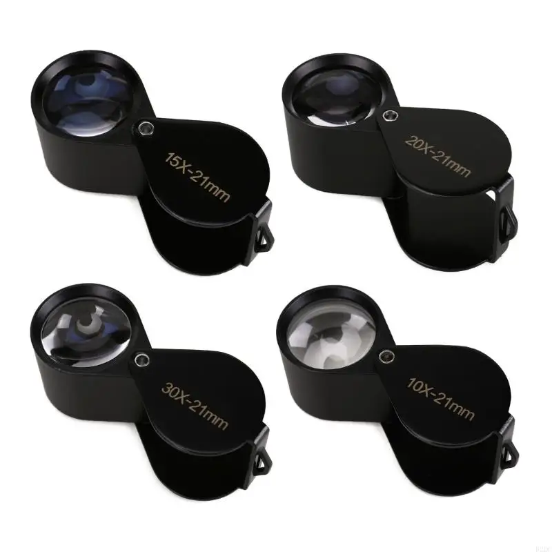 02DC Handheld Magnifying Glass 10X/15X/20X/30X Magnifying Lens Eye-Loupe Magnifier for Science Inspection Jewelry Coin Stamps