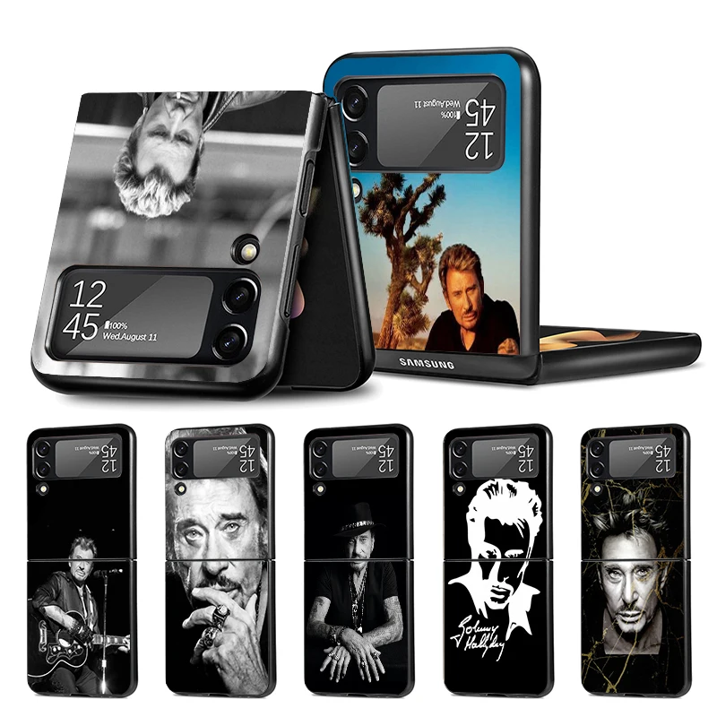 Johnny Hallyday Music Z Flip 4 Z Flip 4 Phnoe Case Per Samsung Z Flip 3 5 5G Black Hard Shell Galaxy Zflip3 Zflip4 Zflip5 Unique