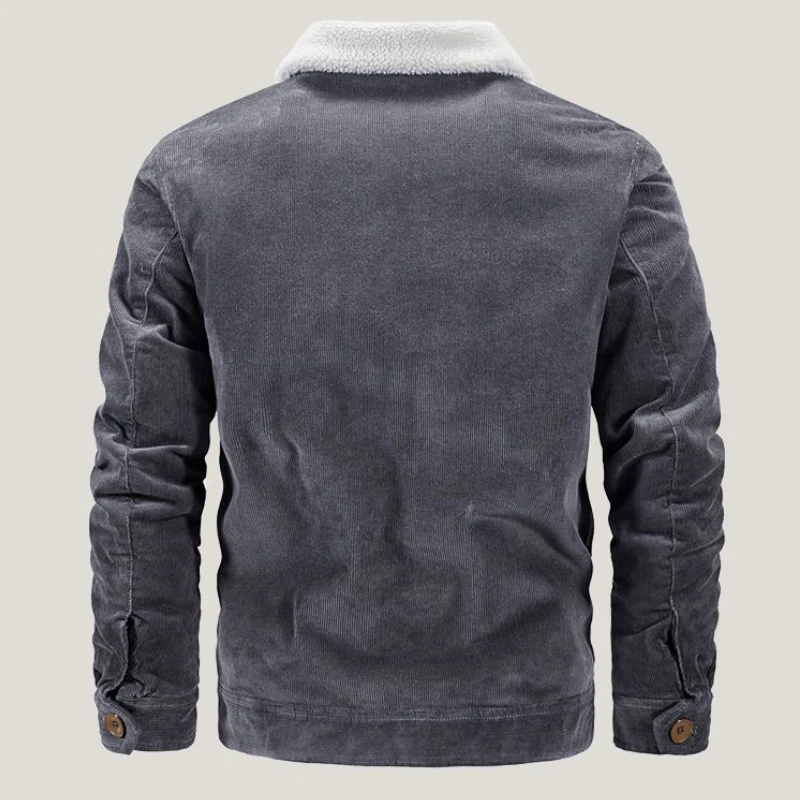 Autumn Winter Jackets Men Fleece Corduroy Jacket Warm Thick Bomber Jacket Military Cotton Coat Outerwear Fur Collar Windbreaker