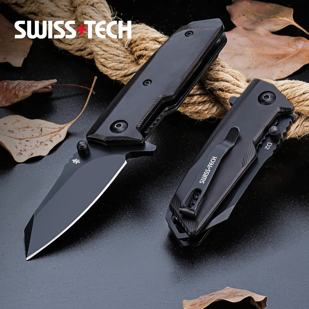 SWISS-TECH-D2-Steel-Blade-Folding-Knife-Sandalwood-Handle-EDC-Knife ...