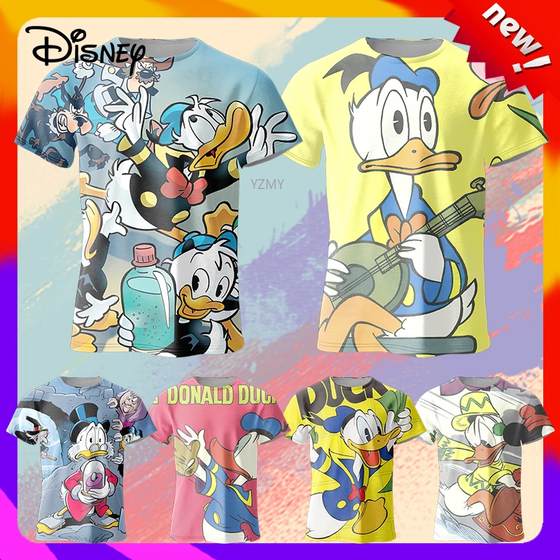 2024 Disney Donald Duck T-Shirt Estiva Hip Hop T-Shirt Per Bambini Estate Cartoon O-Collo T-Shirt Manica Corta T-Shirt Casual