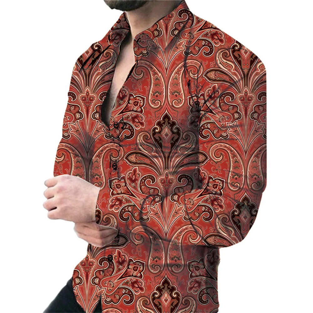 thumbnail image 1 of Camisas florales estilo playa hawaiano 2024 para hombre, camisa vintage con estampado 3D para hombre, camisa de manga larga con solapa y botón, primavera Y2k, 1 of 4