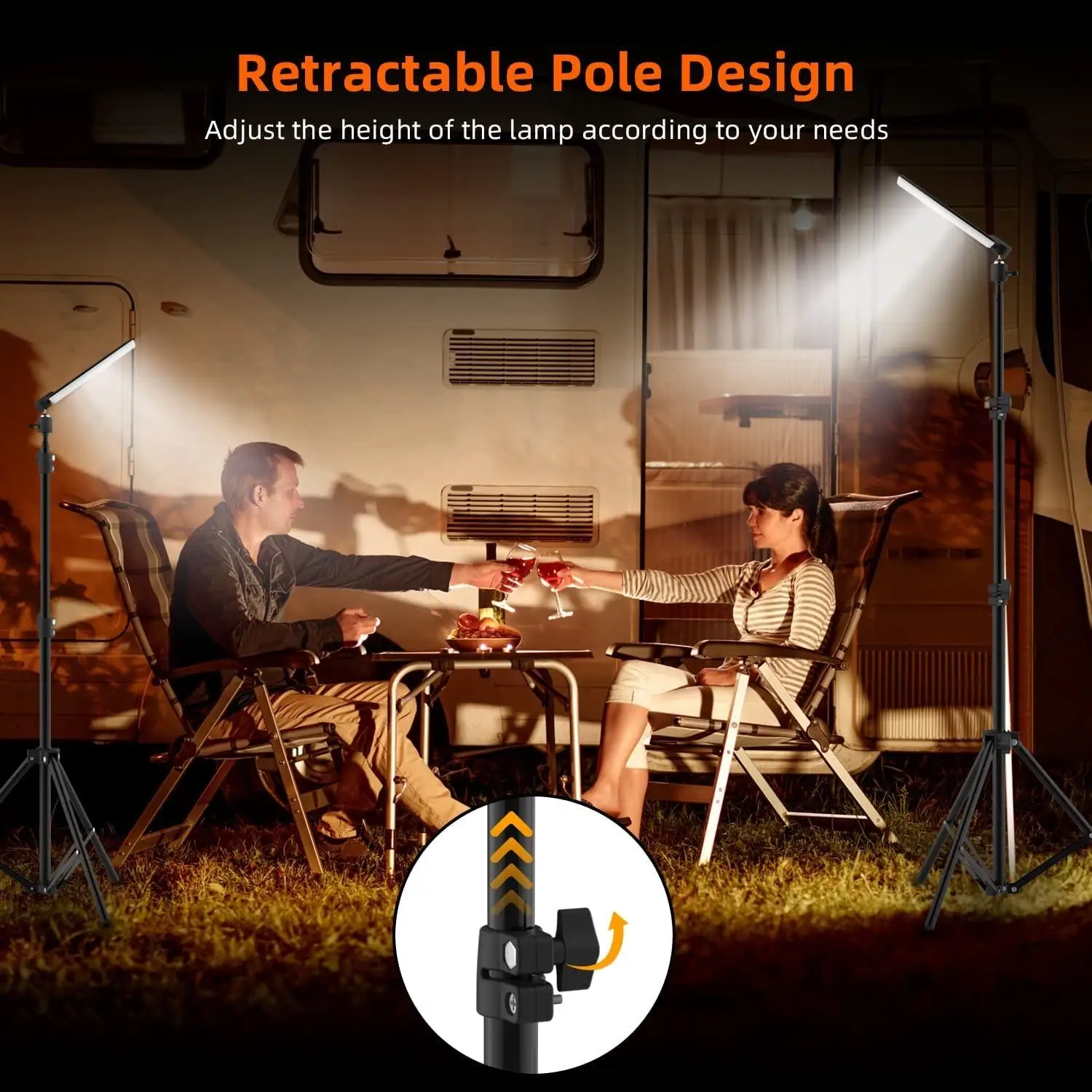 1680 Lumen Portable LED Work Lights with Adjustabl Stand Telescoping Tripod Outdoor Light Powered by USB 5V Camping Lanterns 6