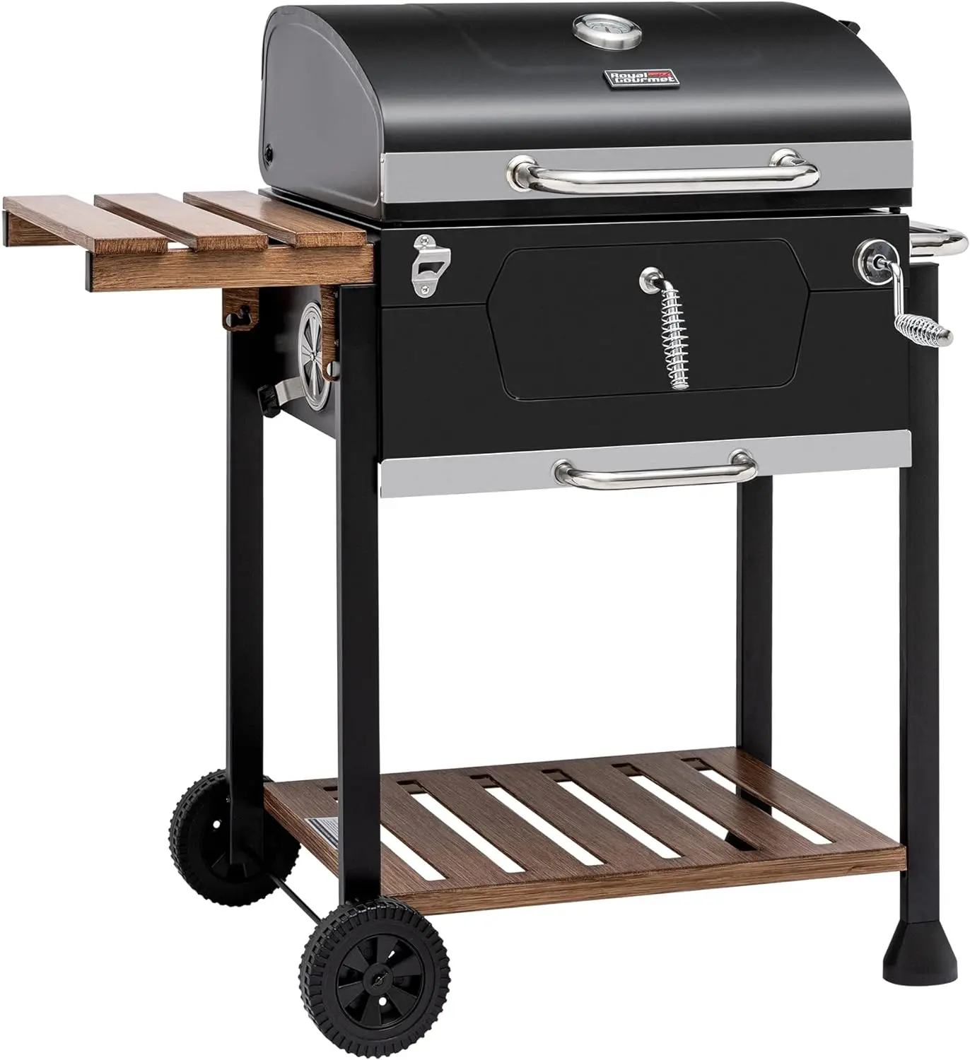 

24-Inch Charcoal Grill, BBQ Smoker with Handle and Folding Table, Perfect for Outdoor Patio, Garden and Backyard Grilling