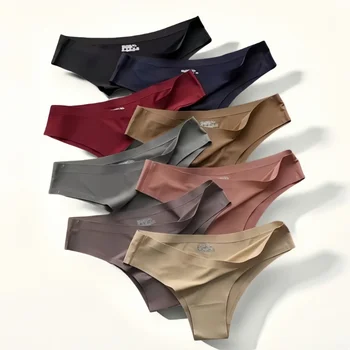 1Pc Women Ice Silk Brazilian Panties Low Waist Briefs Seamless Underwear Comfort Soft Underpants Female Sexy Lingerie M-XL 1