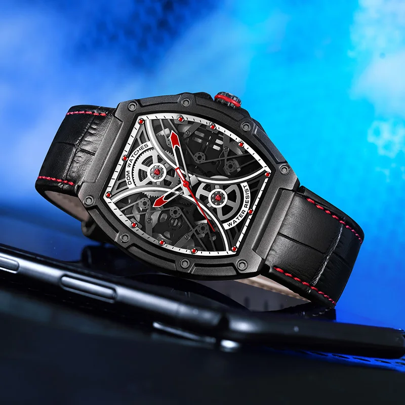 DOM Independent brand Fashion Skeleton Punk Style Quartz Chronograph Men's Watch Waterproof Watch Men's Clock M-1388